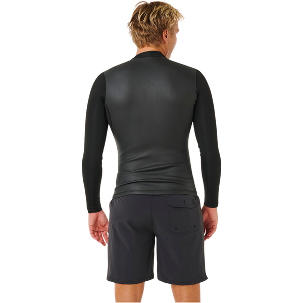 2026 Rip Curl Herre Dawn Patrol 1.5mm Front Zip Jakke 12NMWJ - Black